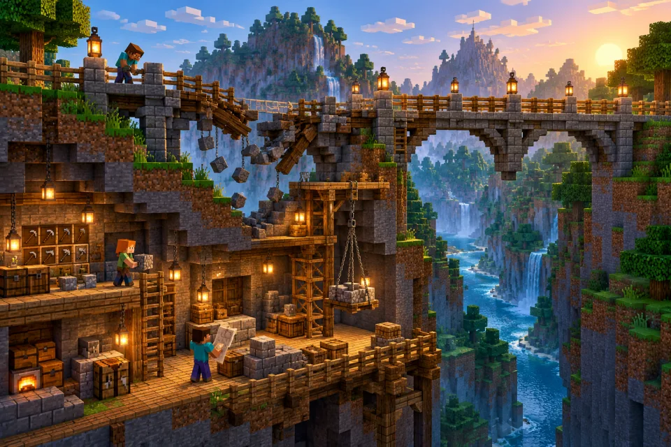 A workshop repairing one bridge while a second connection remains open.