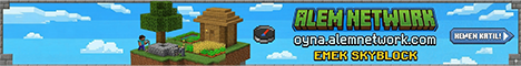 Alem Network - Yenilikçi Türk Emek SkyBlock Sunucusu banner